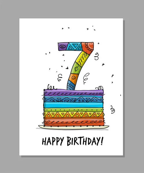 Celebración del séptimo aniversario. Tarjeta de felicitación plantilla — Vector de stock