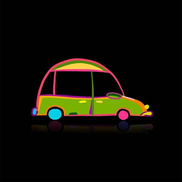 Retro car, isolated on black. Sketch for your design — 스톡 벡터