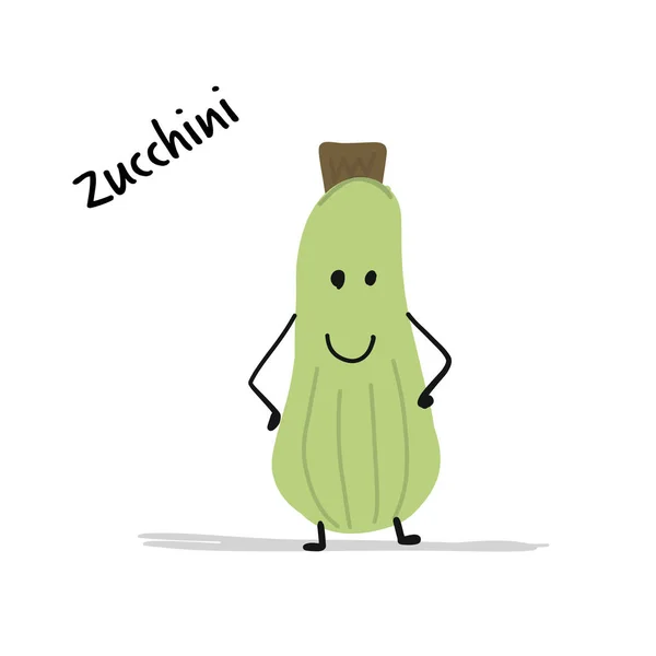 Rolig leende zucchini, karaktär för din design — Stock vektor