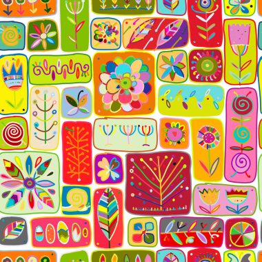 Etnik çiçek duvar, tasarımınız için seamless modeli