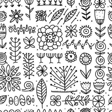 Tasarımınız için etnik desensiz çiçek deseni