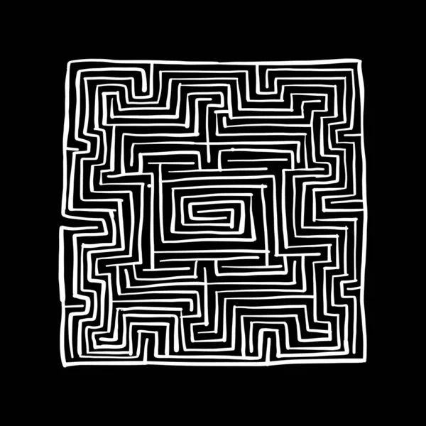 Labyrinth square, sketch for your design — Stock Vector