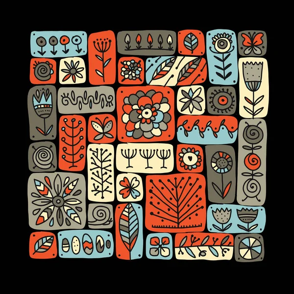 Patrón floral étnico para su diseño — Archivo Imágenes Vectoriales