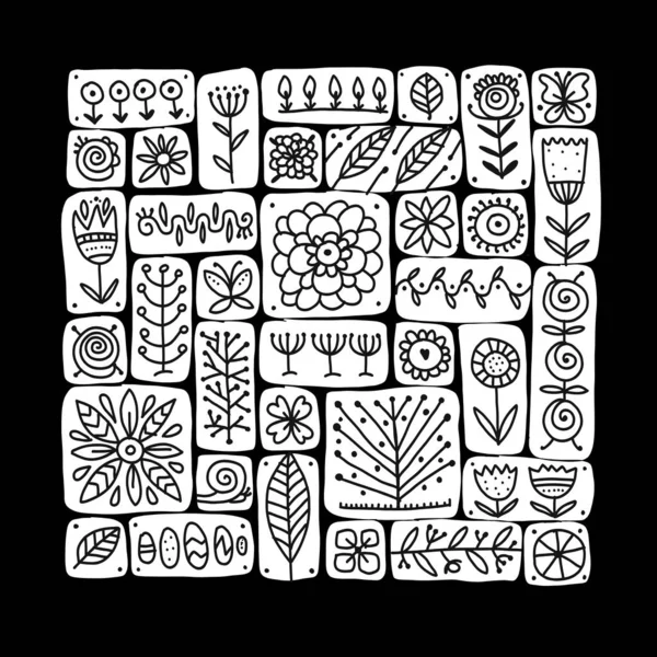 Patrón floral étnico para su diseño — Archivo Imágenes Vectoriales
