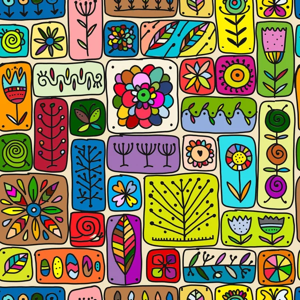 民族花卉墙, 无缝图案为您设计 — 图库矢量图片