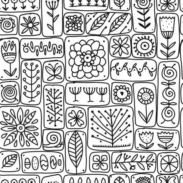 Mur floral ethnique, motif sans couture pour votre design — Image vectorielle