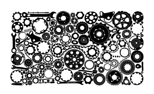 汽车零部件和齿轮，设计背景 — 图库矢量图片