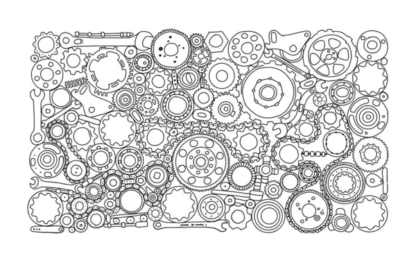 Repuestos y engranajes de automóviles, fondo para su diseño — Vector de stock