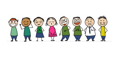 İnsan simgeleri ayarlandı. Tasarımınız için çizim