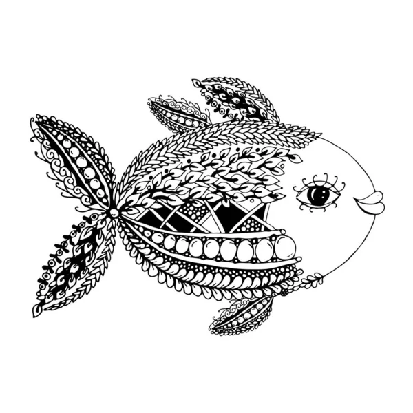 Kunstvolle Fische, Zentangle-Stil für Ihr Design — Stockvektor