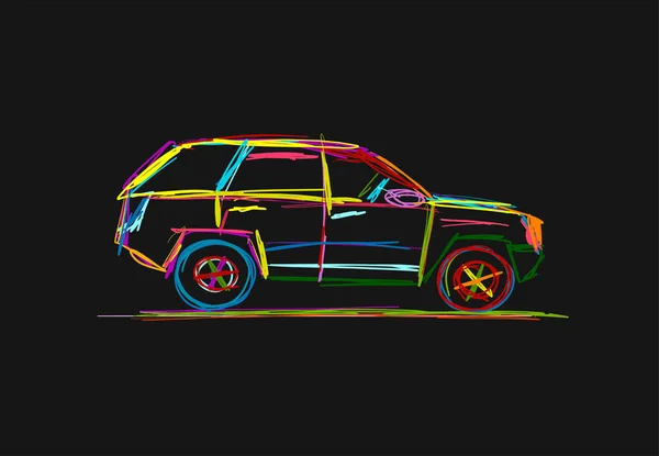 Tuned SUV, sketch for your design. Vector illustration — 스톡 벡터