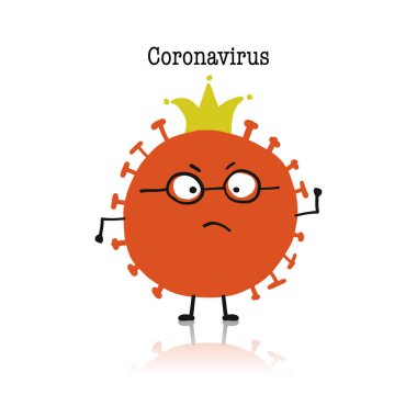 Coronavirus, covid-19. Beyaz üzerine izole şirin karakter