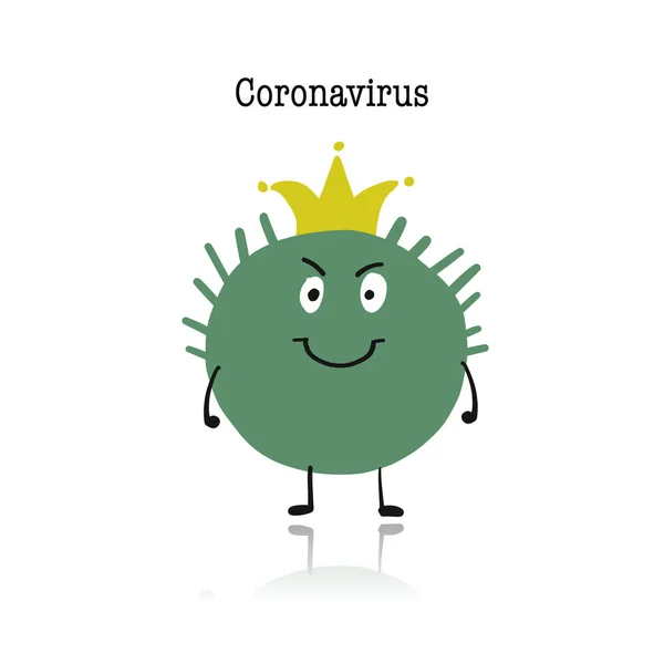 Coronavirus, covid-19. Caracterul drăguț izolat pe alb — Vector de stoc