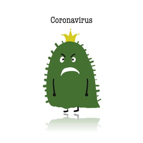 Coronavirus, covid-19. Caracterul drăguț izolat pe alb — Vector de stoc