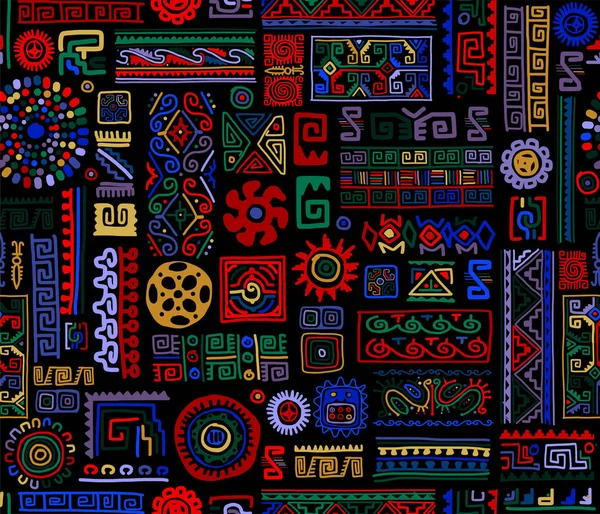 Etnische handgemaakte ornament, naadloos patroon — Stockvector
