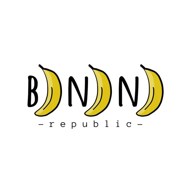 Logotipo de plátano, boceto simple aislado en blanco para su diseño — Vector de stock