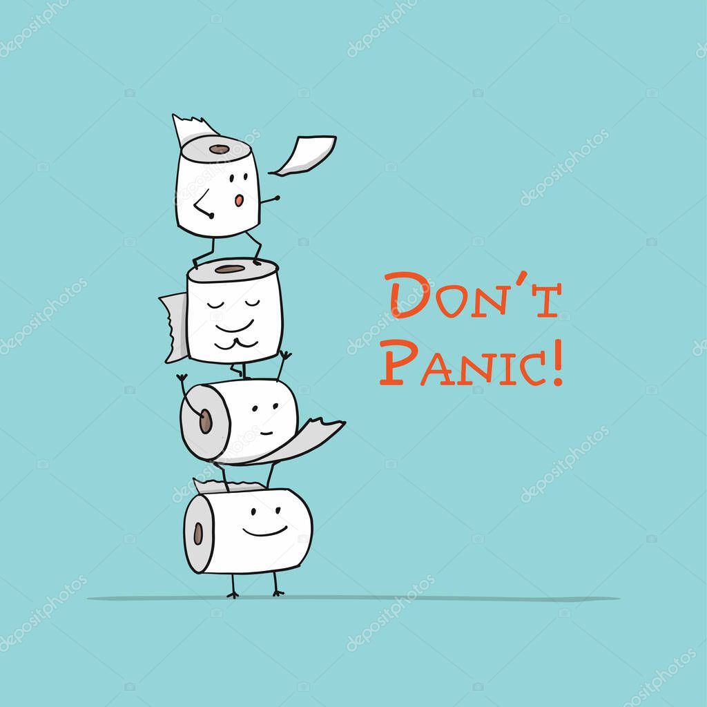 Toilet Paper rolls. Funny Characters isolated for your design. Vector illustration