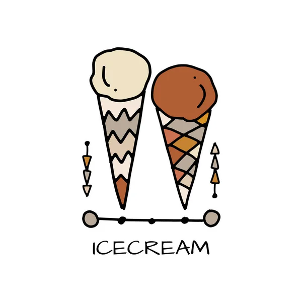 Ice Cream, schets eenvoudige stijl. Design icoon voor print, web of mobiele app — Stockvector
