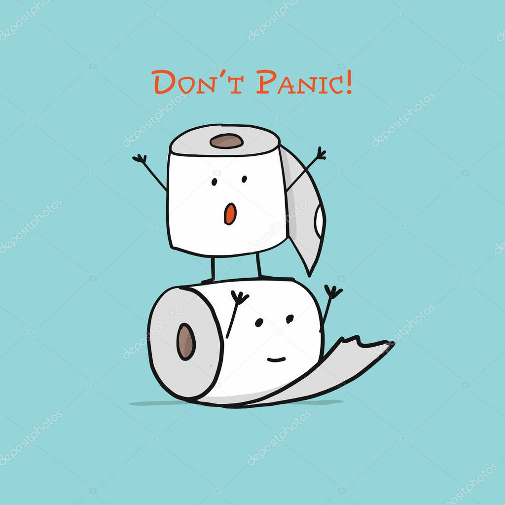 Toilet Paper rolls. Funny Characters isolated for your design. Vector illustration