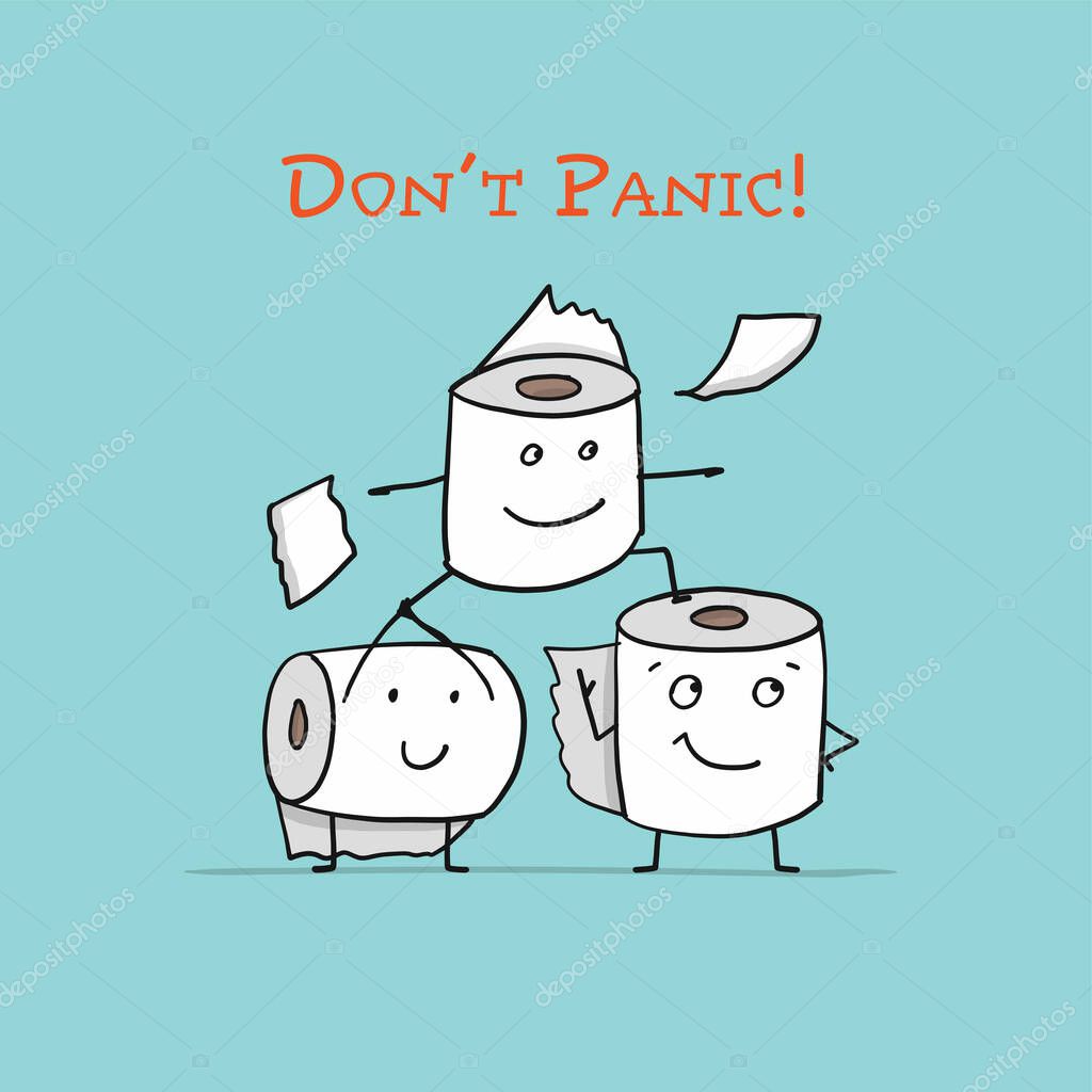 Toilet Paper rolls. Funny Characters isolated for your design. Vector illustration