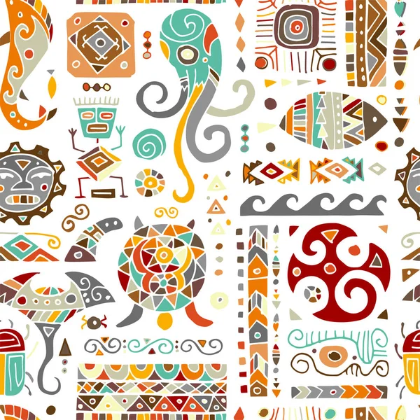 Этническая ручная работа для вашего дизайна. Полинезийский стиль, бесшовный узор — стоковый вектор