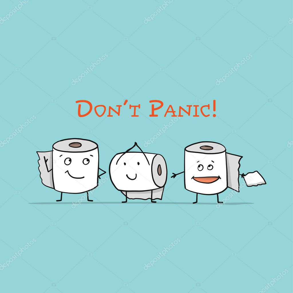 Toilet Papers rolls. Funny Characters isolated for your design. Vector illustration