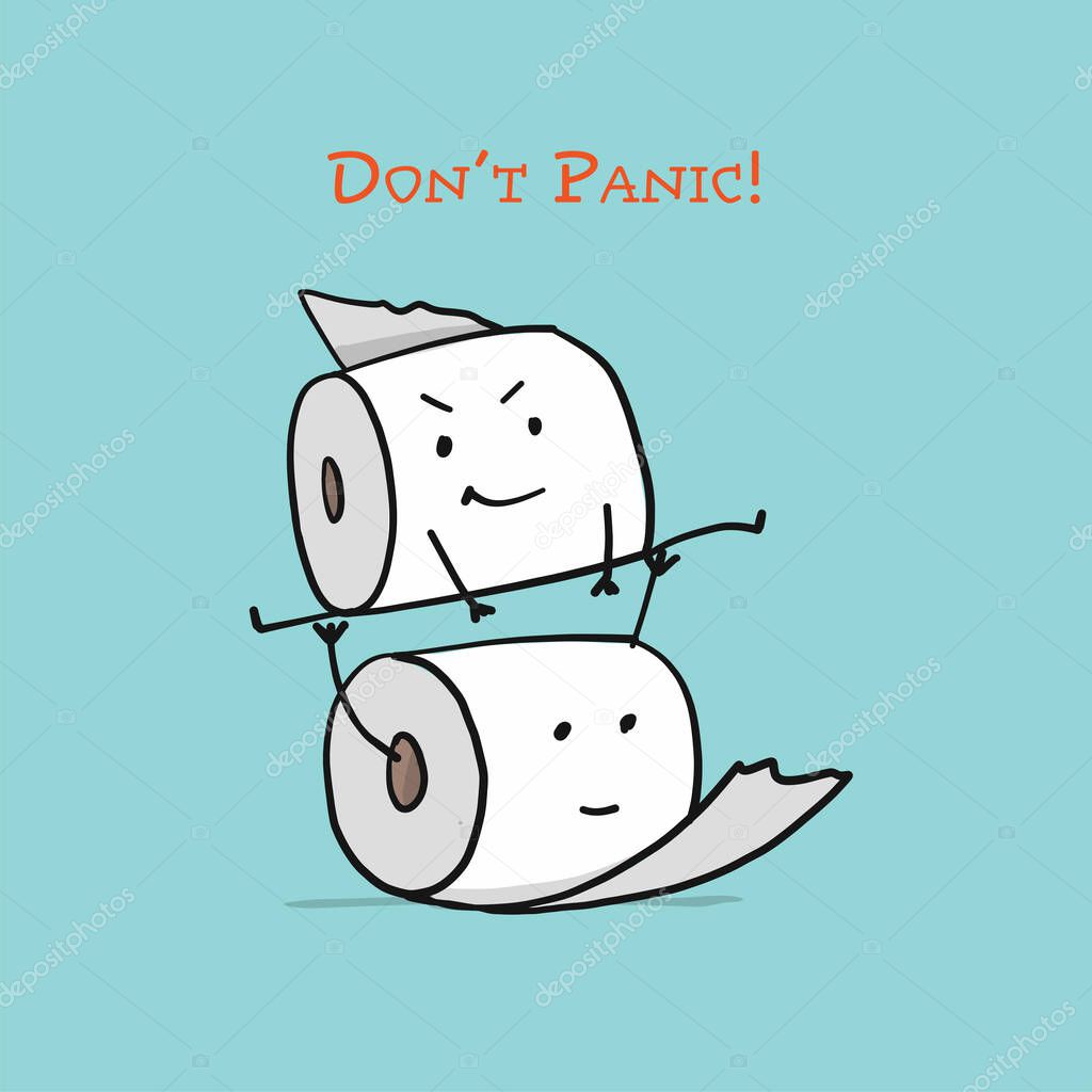 Toilet Paper rolls. Funny Characters isolated for your design. Vector illustration