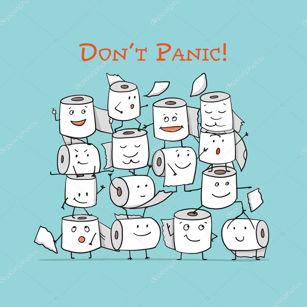 Toilet Paper rolls. Funny Characters isolated for your design. Vector illustration