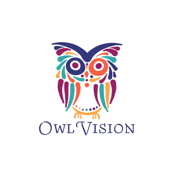 Cute owl colorful, logo design template — Stock Vector