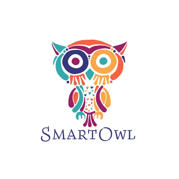 Sevimli baykuş renkli, logo tasarım şablonu — Stok Vektör