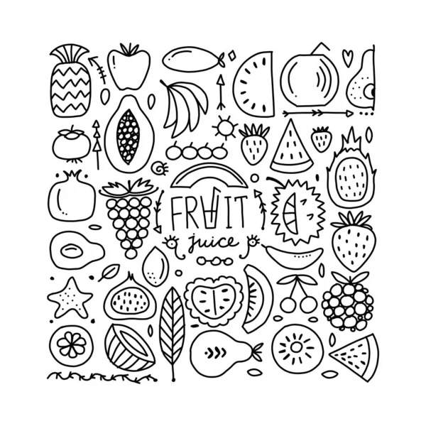 Collection de fruits, fond créatif pour votre design — Image vectorielle