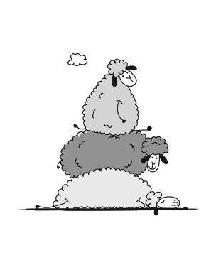 Funny sheeps, sketch for your design clipart
