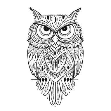 Tasarımınız için süslü baykuş, renklendirme sayfası