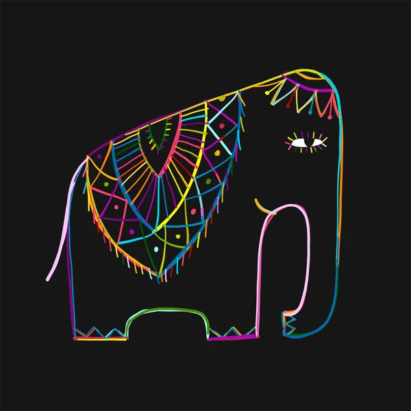 Elefante colorido, esboço para o seu projeto — Vetor de Stock