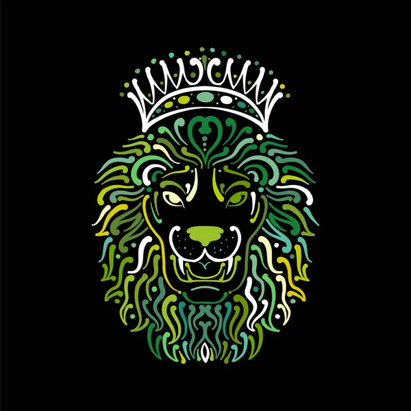 Лев лицом логотип, эскиз для вашего дизайна — стоковый вектор