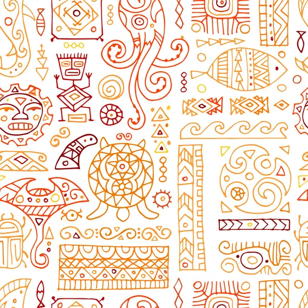 Etnikai kézzel készített dísz a design. Polinéziai stílus, zökkenőmentes minta — Stock Vector