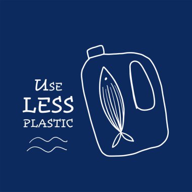 Daha az Plastik kullan, Kavram Sanatı. Şişedeki balık.