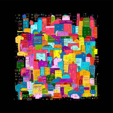 Soyut şehir manzarası arka planı, tasarımınız için çizim