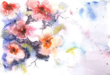 Pembe soyut çizim çiçekleri