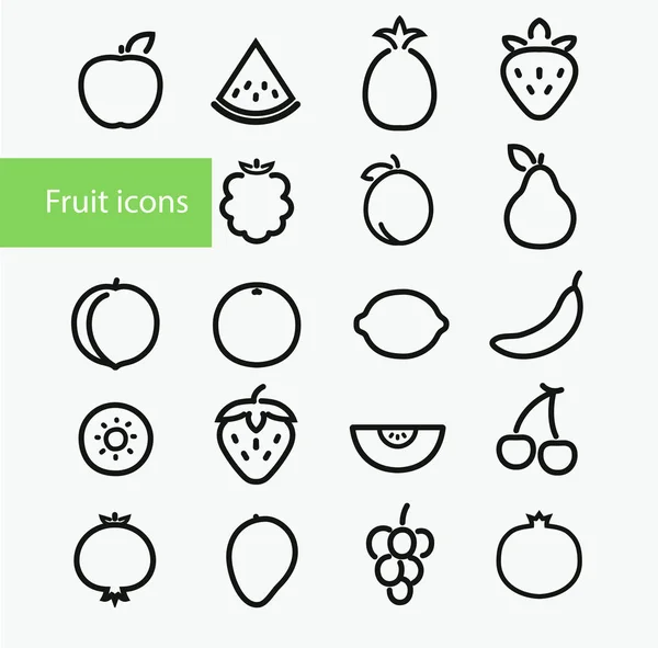 Conjunto de iconos de fruta — Vector de stock