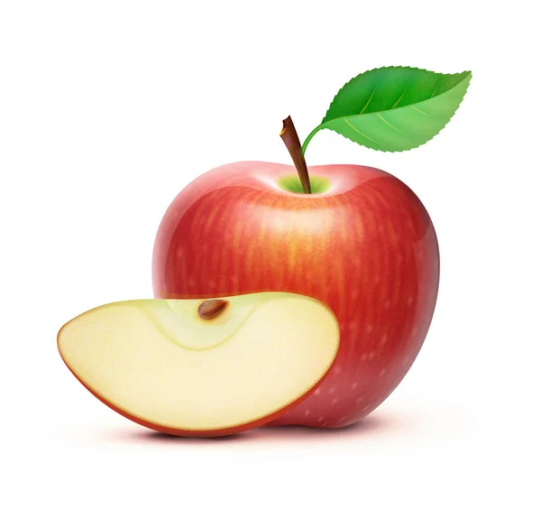 Manzana roja brillante — Vector de stock