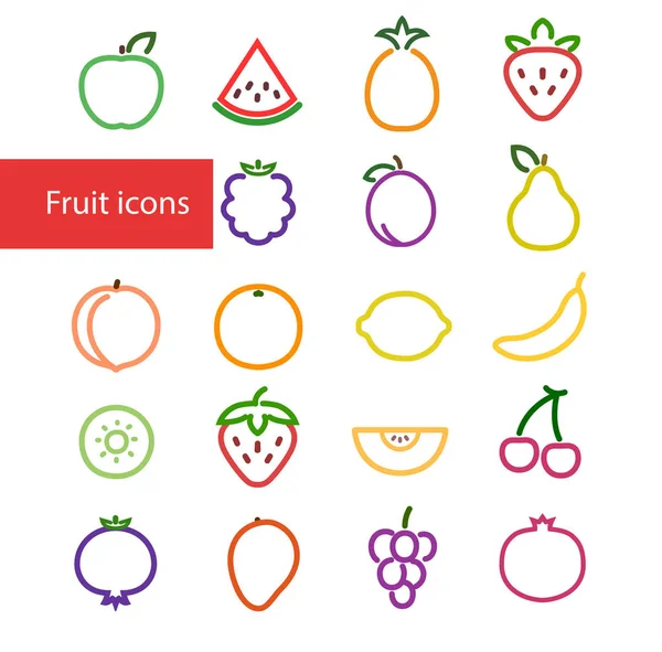 Ícones de frutas frescas — Vetor de Stock