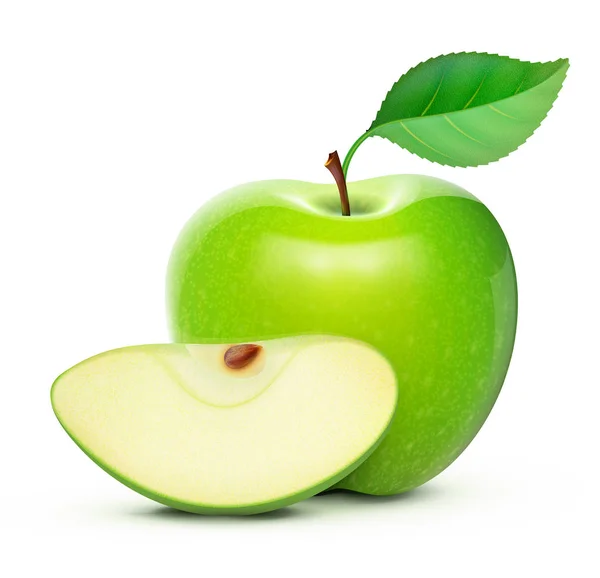 Parlak yeşil elma — Stok Vektör