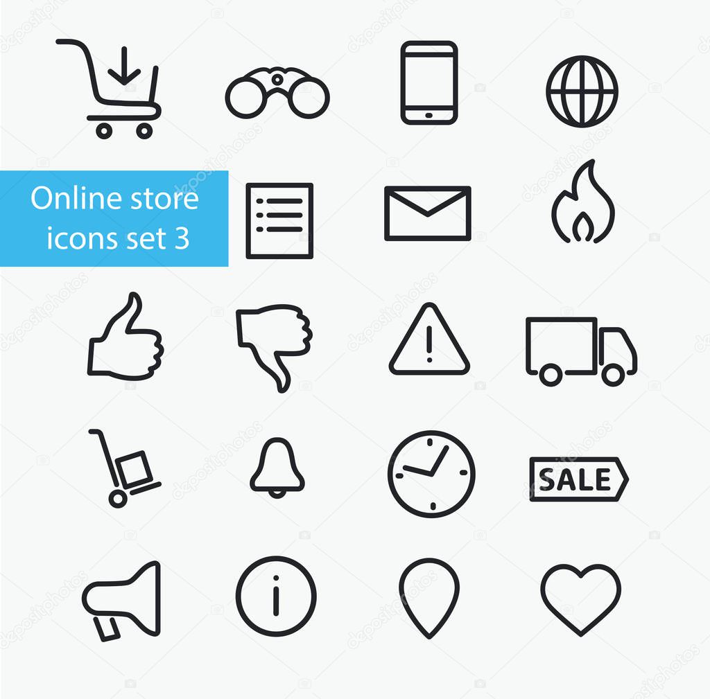 Online store icons set