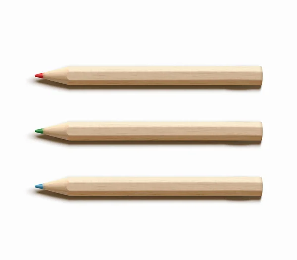 Three colored wooden pencils — Stock Vector