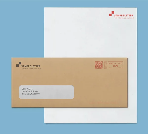 模拟式邮政信封和信纸模板 — 图库矢量图片