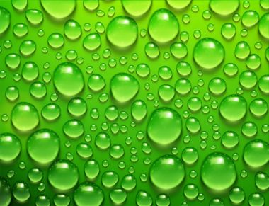 Yeşil arkaplanda su damlaları