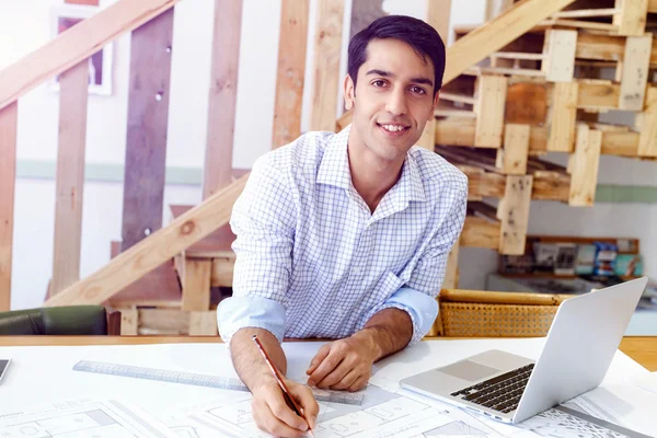 Young man architect in office — Stock Photo, Image