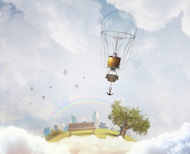 Aerostats yüksekten uçuyor. Karışık teknik