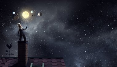 Astronot olmak ve uzay için uç. Karışık teknik